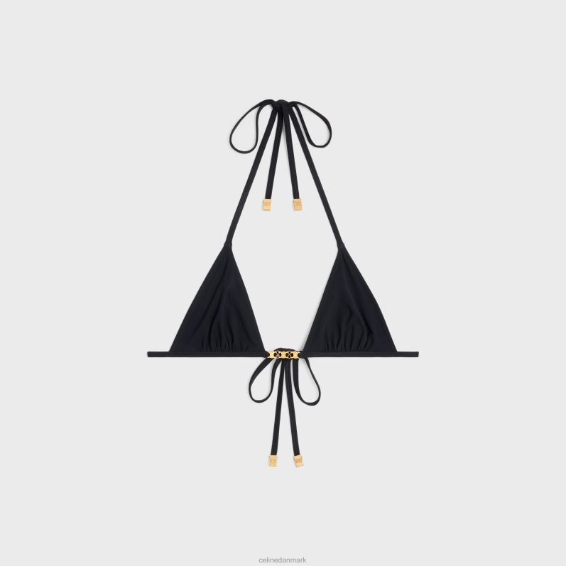 CELINE Kvinder triomphe trekantet top i mat jersey F44FV898 beklædning sort