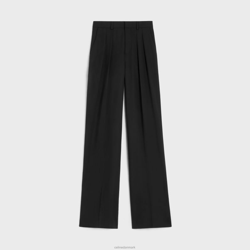 CELINE Kvinder dobbelt plisserede tixie bukser i uld F44FV872 beklædning sort