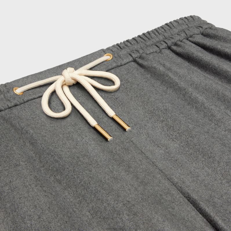 CELINE Kvinder lige joggingbukser i kashmirflanel F44FV680 beklædning gris melange