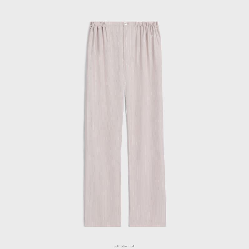 CELINE Kvinder pyjamasbukser i stribet silke F44FV682 beklædning rose clair/craie