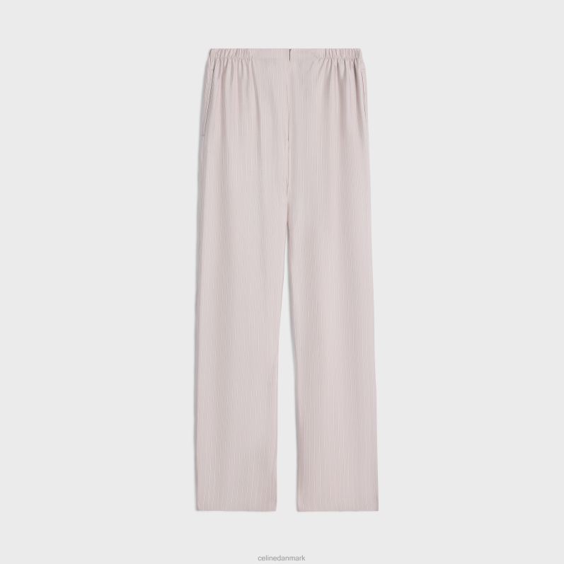 CELINE Kvinder pyjamasbukser i stribet silke F44FV682 beklædning rose clair/craie