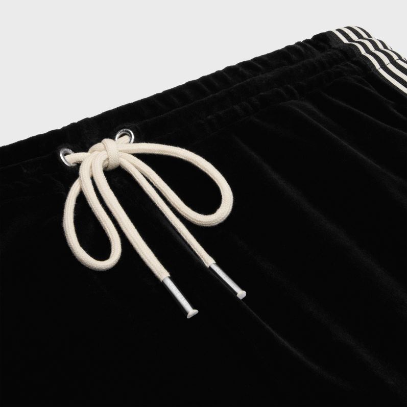 CELINE Kvinder træningsbukser i fløjlsjersey F44FV601 beklædning sort hvid