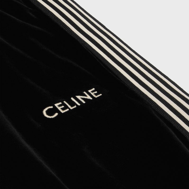 CELINE Kvinder træningsbukser i fløjlsjersey F44FV601 beklædning sort hvid