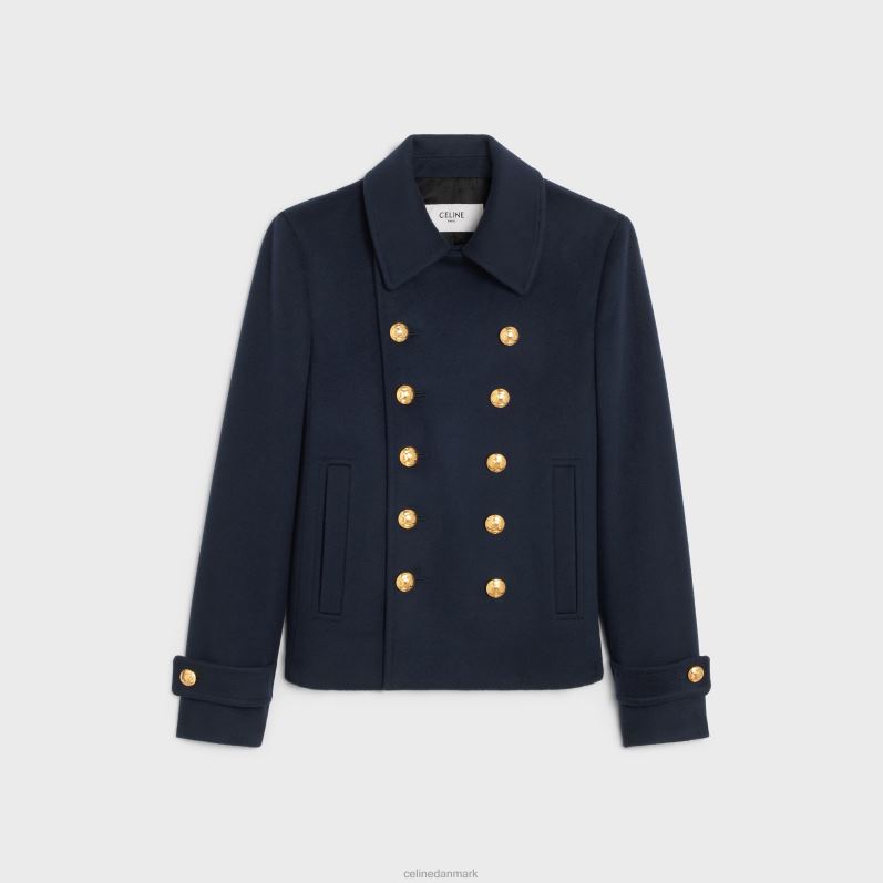 CELINE Kvinder beskåret chelsea-frakke i uldstof F44FV745 beklædning flåde