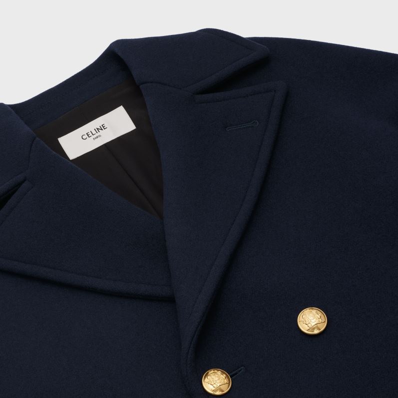 CELINE Kvinder løs peacoat i filt F44FV744 beklædning flåde
