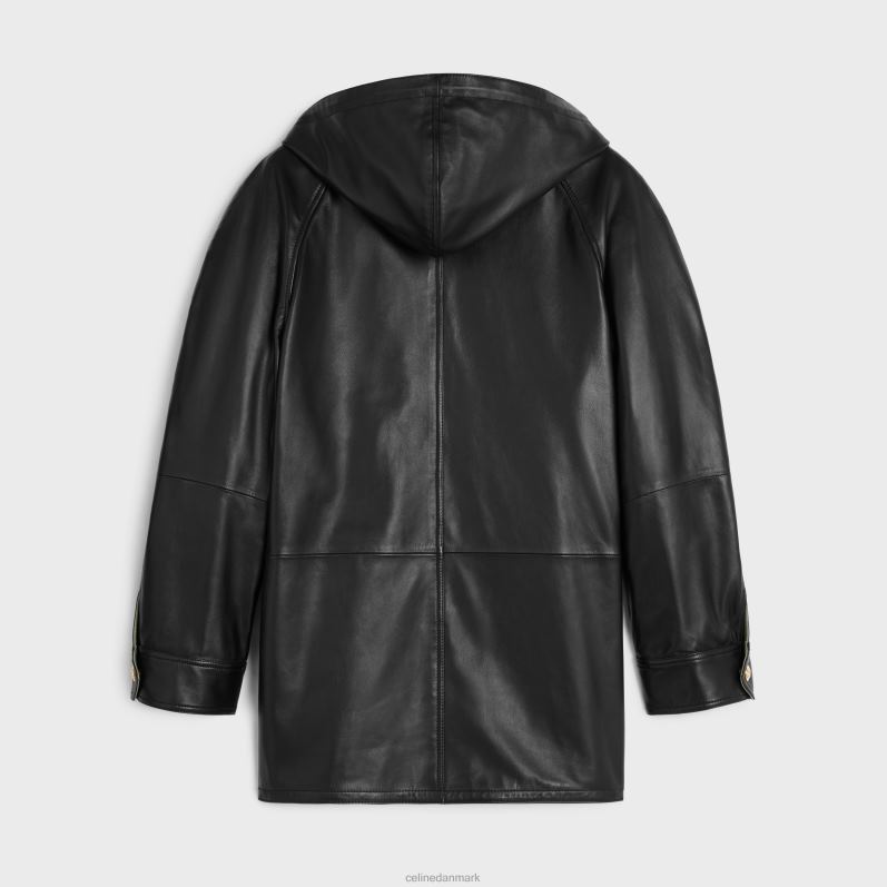 CELINE Kvinder oversized parka i plonge lammeskind F44FV623 beklædning sort/khaki