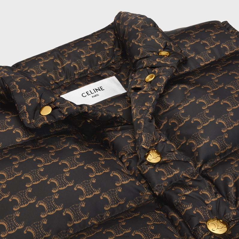 CELINE Kvinder quiltet vest i monogram nylon F44FV706 beklædning beige/sort