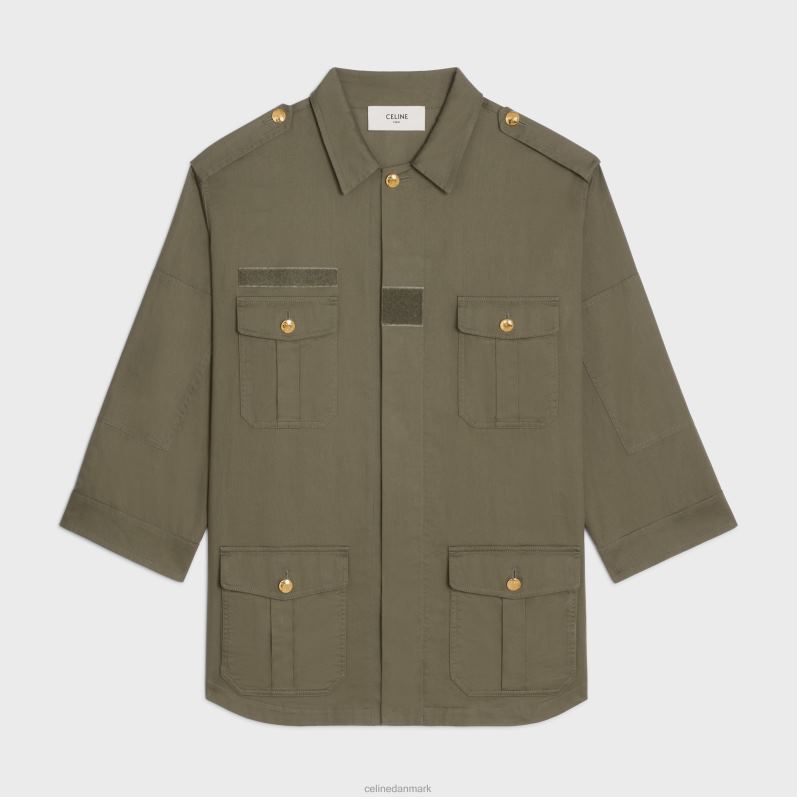 CELINE Kvinder Militærjakke i let twill F44FV703 beklædning kaki