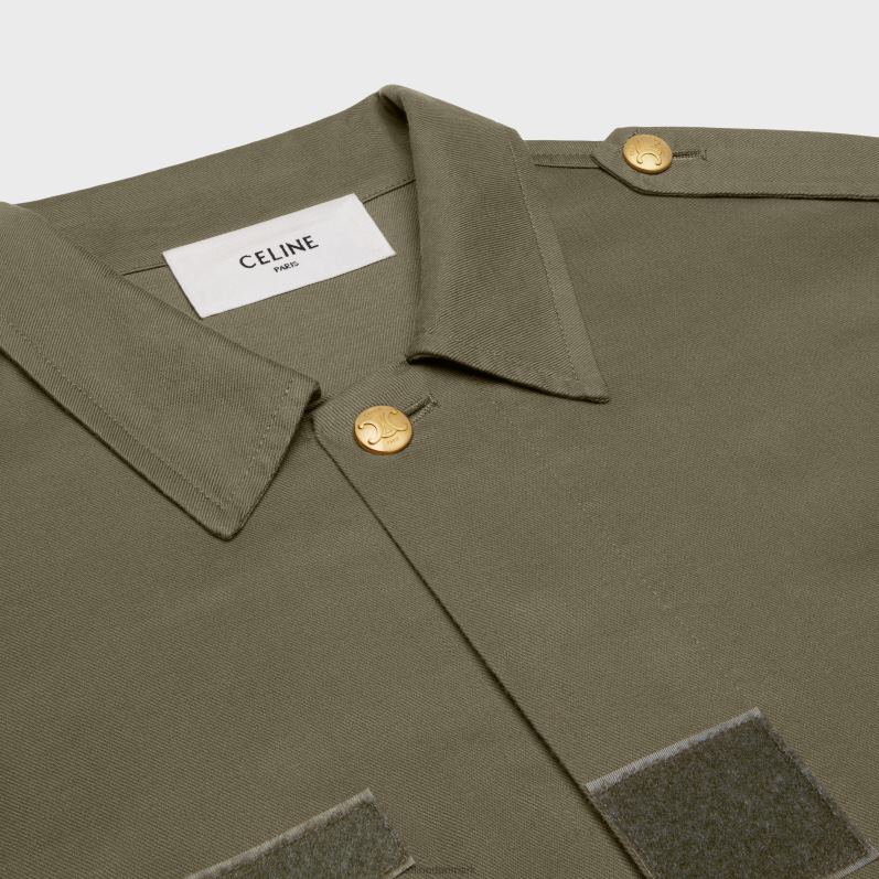 CELINE Kvinder Militærjakke i let twill F44FV703 beklædning kaki