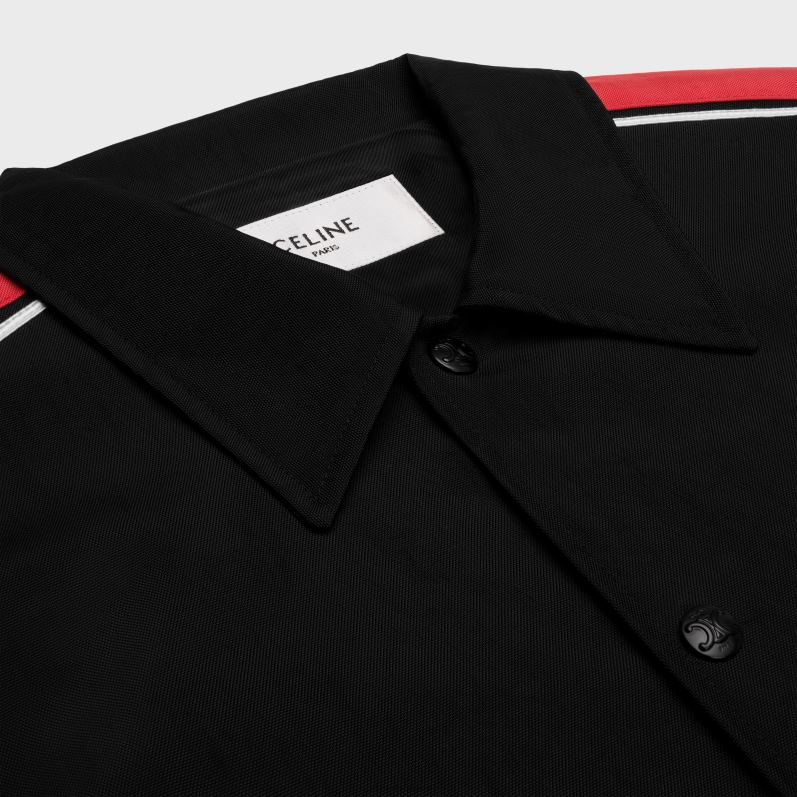 CELINE Kvinder Paris trænerjakke i nylon twill F44FV663 beklædning sort