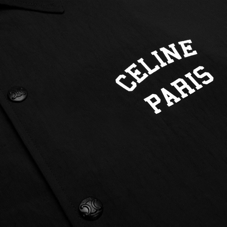 CELINE Kvinder Paris trænerjakke i nylon twill F44FV663 beklædning sort