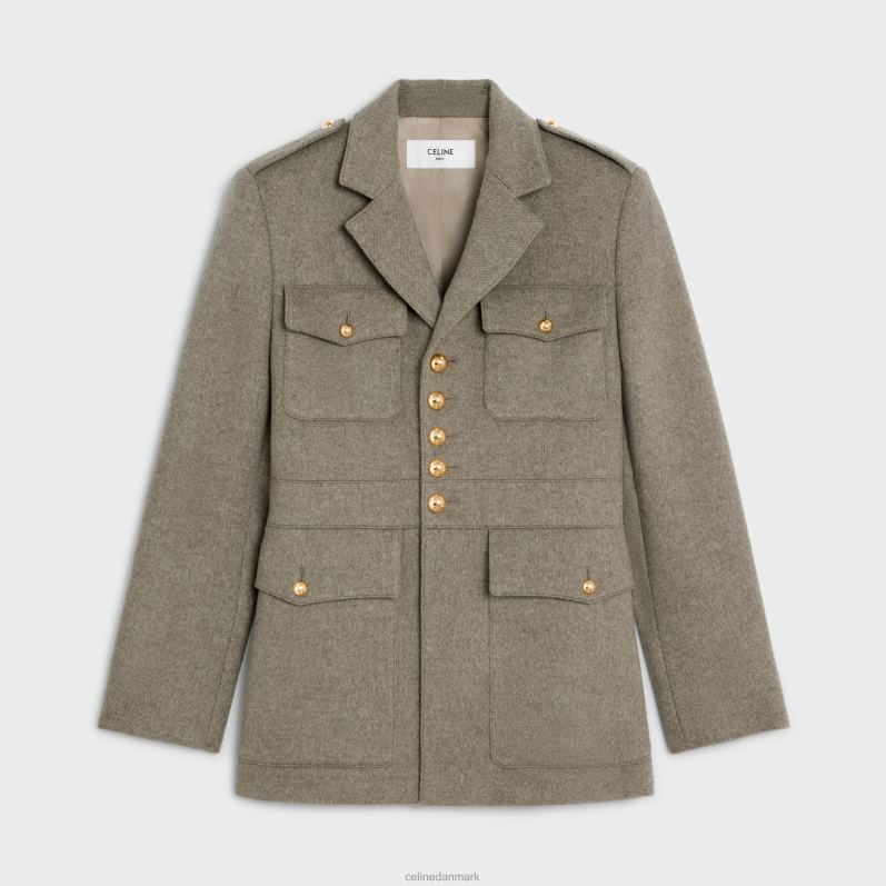 CELINE Kvinder Saharienne jakke i diagonal kashmir F44FV699 beklædning beige gris