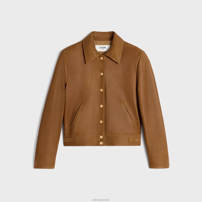 CELINE Kvinder blouson jakke i patina finish ruskind F44FV625 beklædning cognac