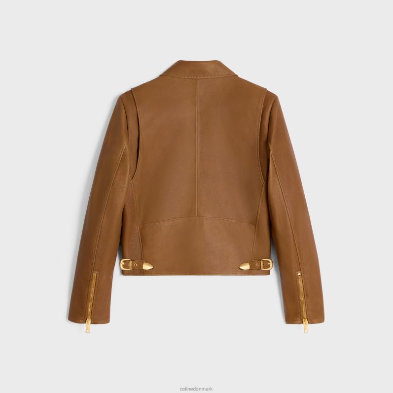 CELINE Kvinder blouson jakke i patina finish ruskind F44FV625 beklædning cognac