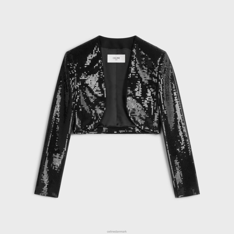CELINE Kvinder broderet bolero i uldgabardin F44FV726 beklædning sort
