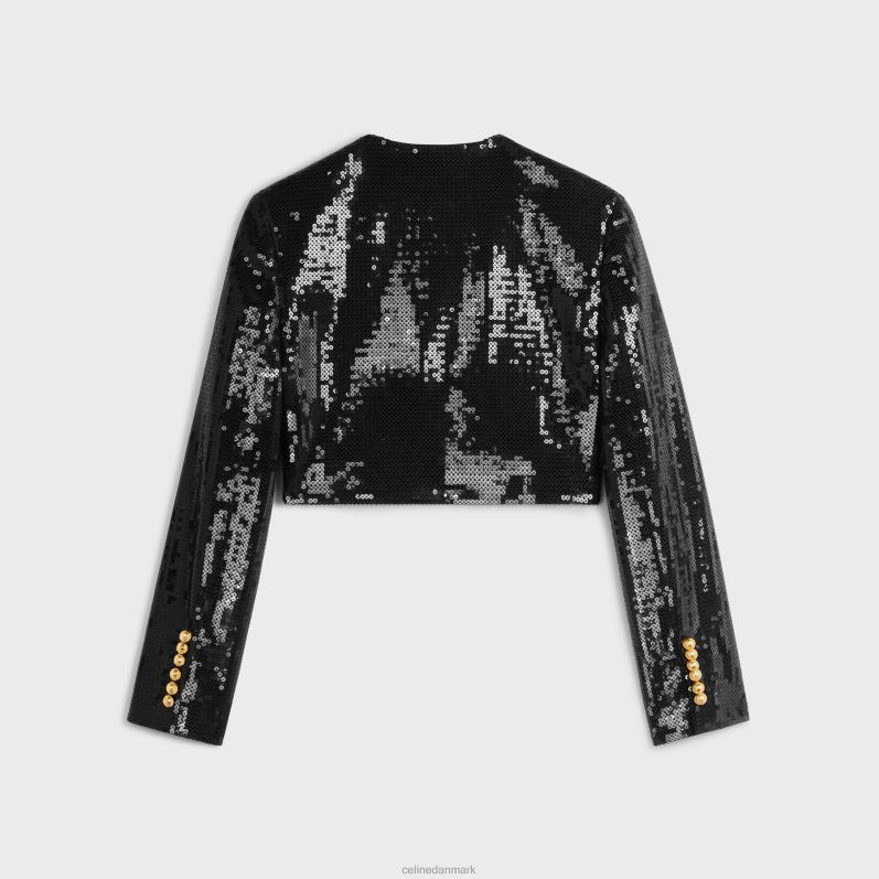 CELINE Kvinder broderet bolero i uldgabardin F44FV726 beklædning sort