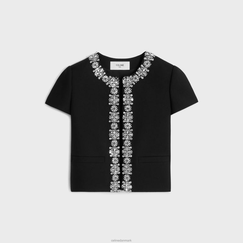 CELINE Kvinder broderet chelsea jakke i diagonal uld F44FV551 beklædning sort