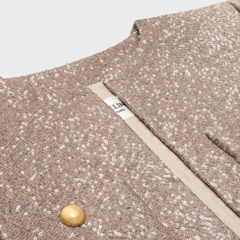 CELINE Kvinder broderet chelsea jakke i uld F44FV553 beklædning vieux rose/argent