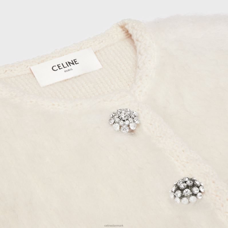 CELINE Kvinder cardiganjakke i børstet mohair F44FV766 beklædning off white