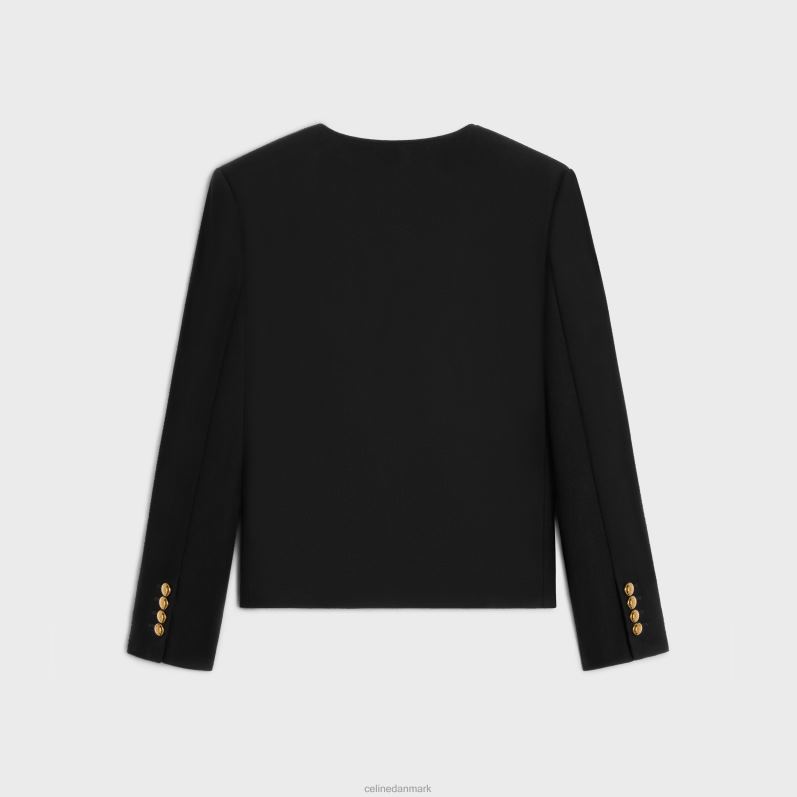 CELINE Kvinder chasseurjakke i kashmirflanel F44FV629 beklædning sort