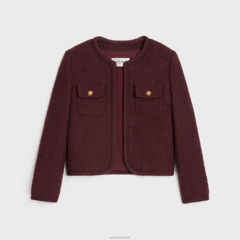 CELINE Kvinder chelsea jakke i boucle tweed F44FV690 beklædning bordeaux