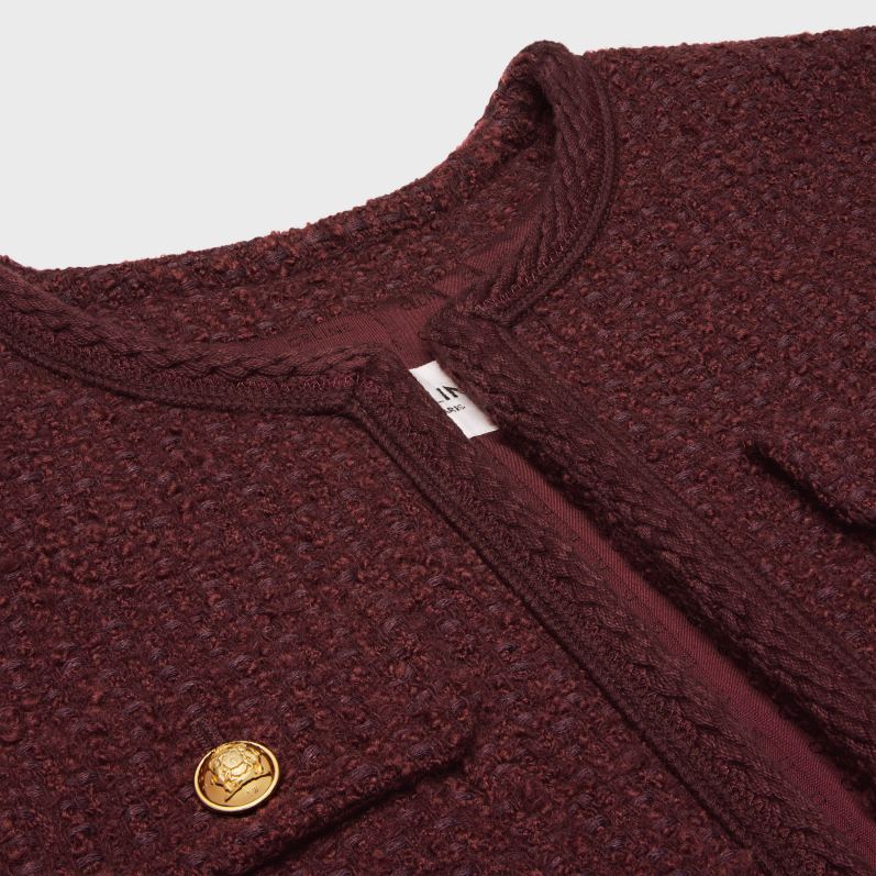 CELINE Kvinder chelsea jakke i boucle tweed F44FV690 beklædning bordeaux
