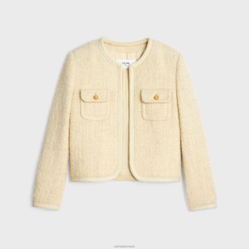 CELINE Kvinder chelsea jakke i lys tweed F44FV691 beklædning vanilje
