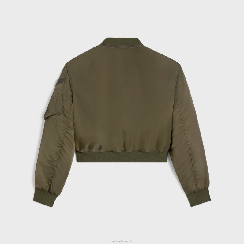 CELINE Kvinder cropped bomber jakke i nylon twill F44FV593 beklædning militærgrønt
