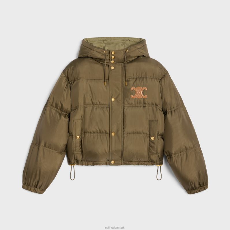 CELINE Kvinder cropped triomphe dunjakke i letvægts nylon F44FV705 beklædning kaki