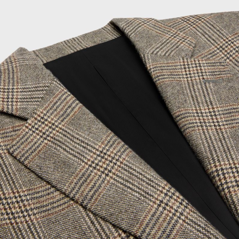 CELINE Kvinder garcon jakke i uld og kashmir F44FV573 beklædning taupe/toffee/noir