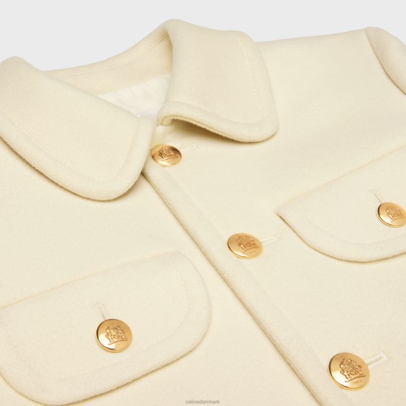 CELINE Kvinder jakke med claudinekrave i uldstof F44FV687 beklædning off white