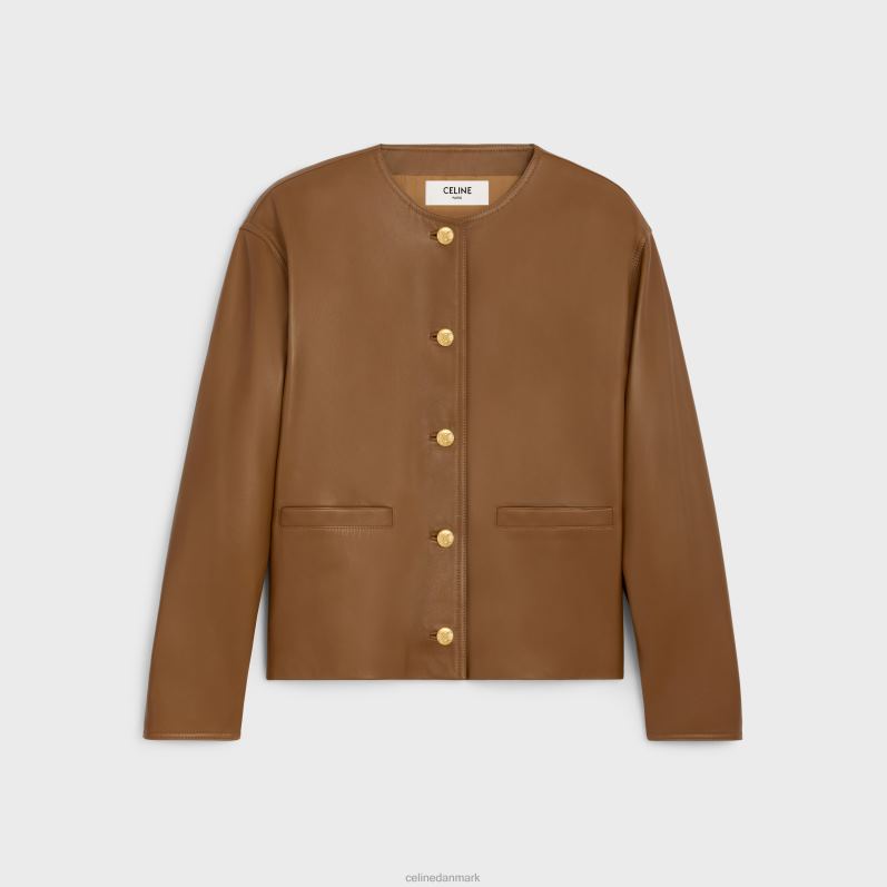 CELINE Kvinder jakke med ren krave i blødt lammeskind F44FV624 beklædning beige