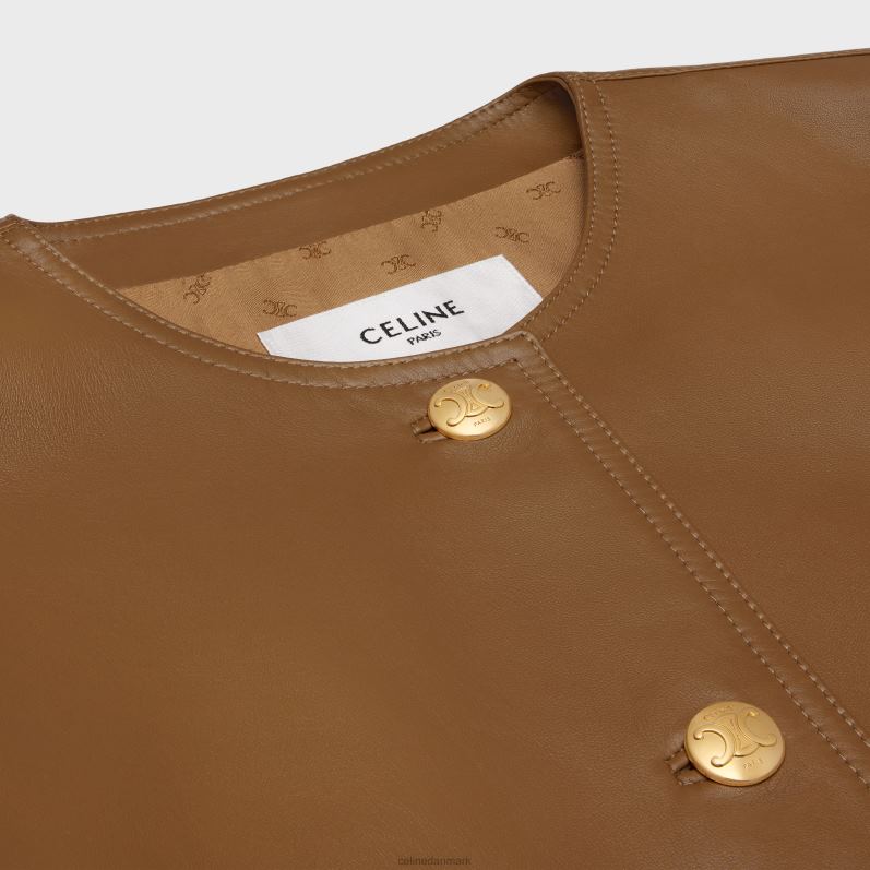 CELINE Kvinder jakke med ren krave i blødt lammeskind F44FV624 beklædning beige