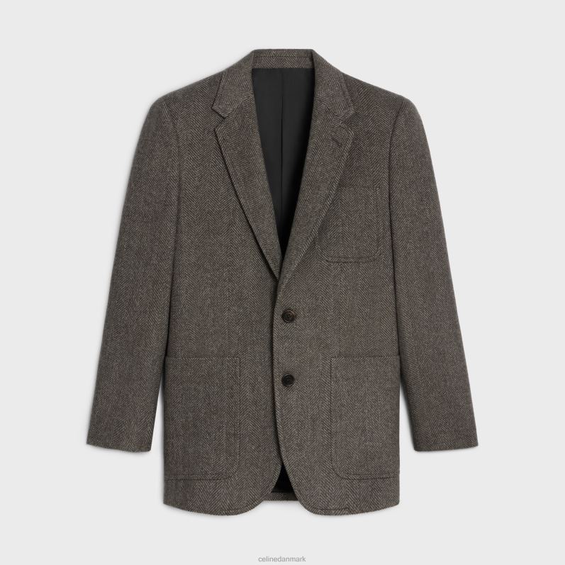 CELINE Kvinder klassisk jakke i sildebens kashmir F44FV628 beklædning marron/latte