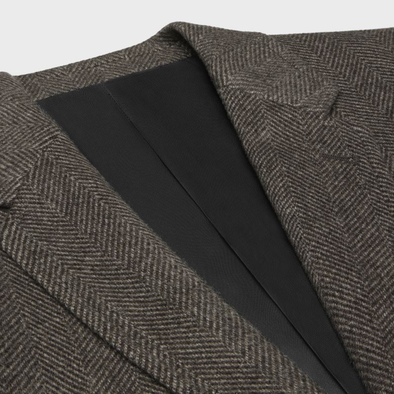 CELINE Kvinder klassisk jakke i sildebens kashmir F44FV628 beklædning marron/latte