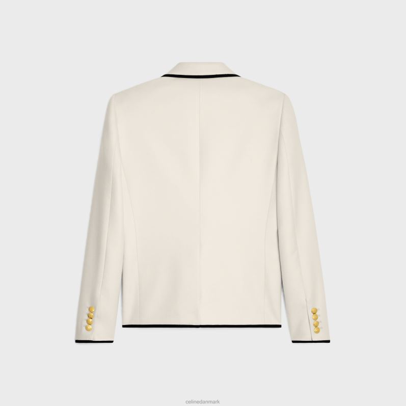 CELINE Kvinder kort jakke i kashmir flannel F44FV710 beklædning off white