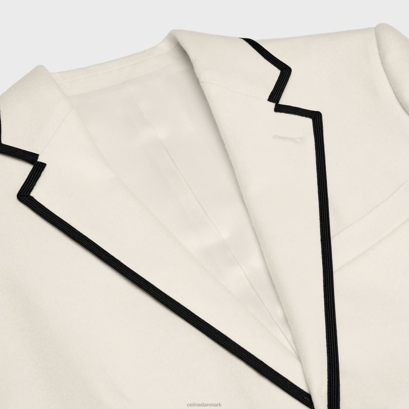 CELINE Kvinder kort jakke i kashmir flannel F44FV710 beklædning off white