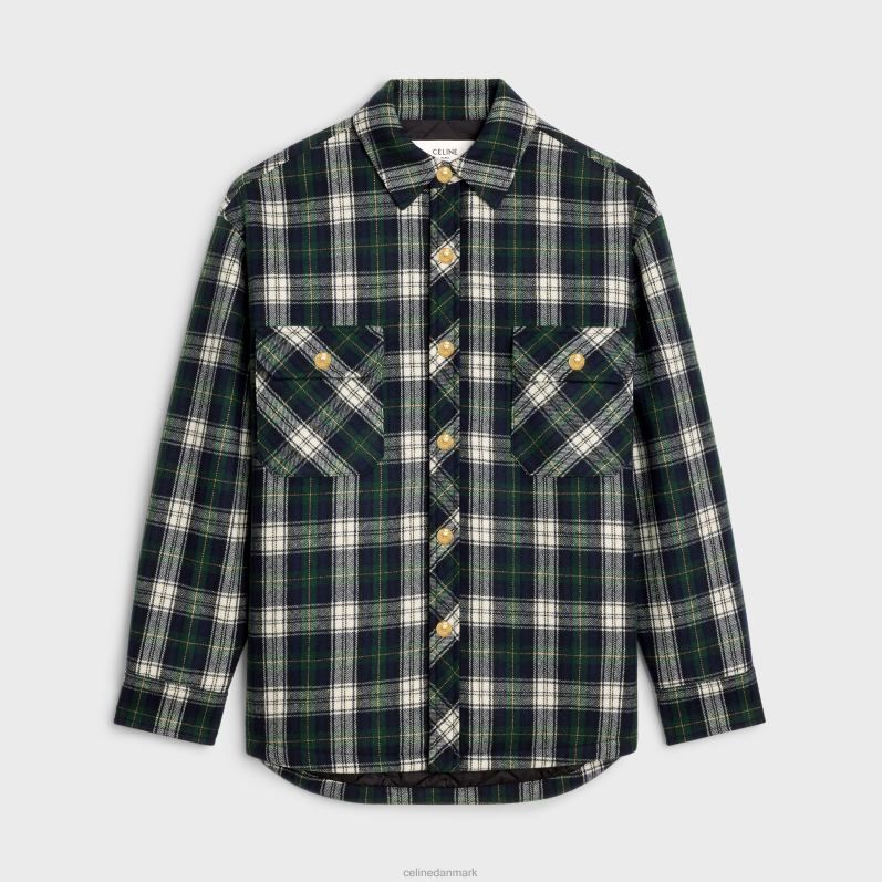 CELINE Kvinder overtrøje i tartan kashmir F44FV732 beklædning marine/vert/ecru