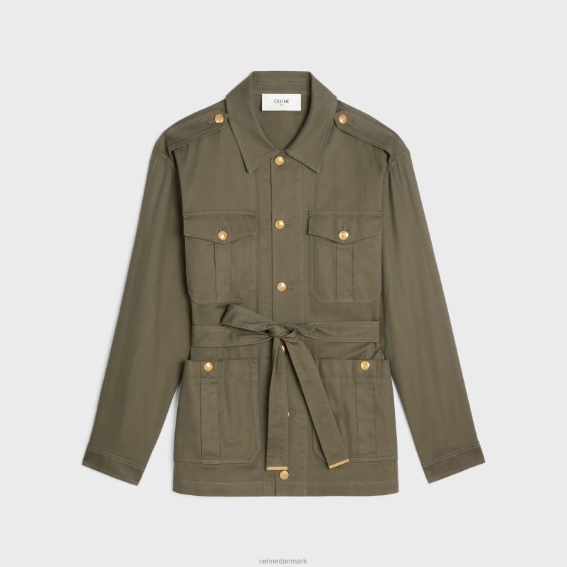 CELINE Kvinder "saharienne" jakke i let twill F44FV700 beklædning kaki