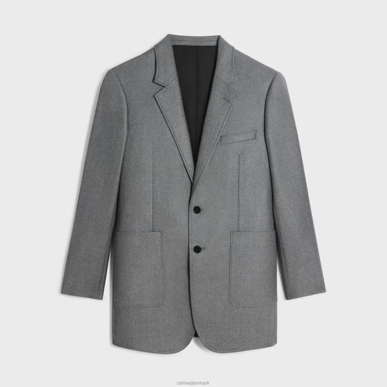 CELINE Kvinder tommy jakke i kashmir flannel F44FV575 beklædning gris melange