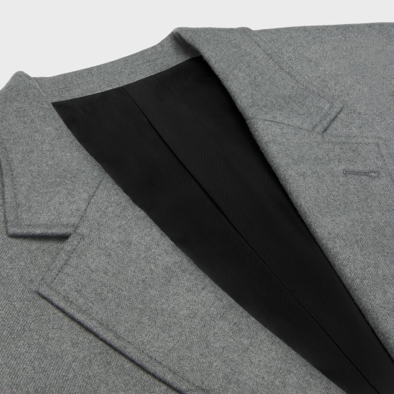 CELINE Kvinder tommy jakke i kashmir flannel F44FV575 beklædning gris melange