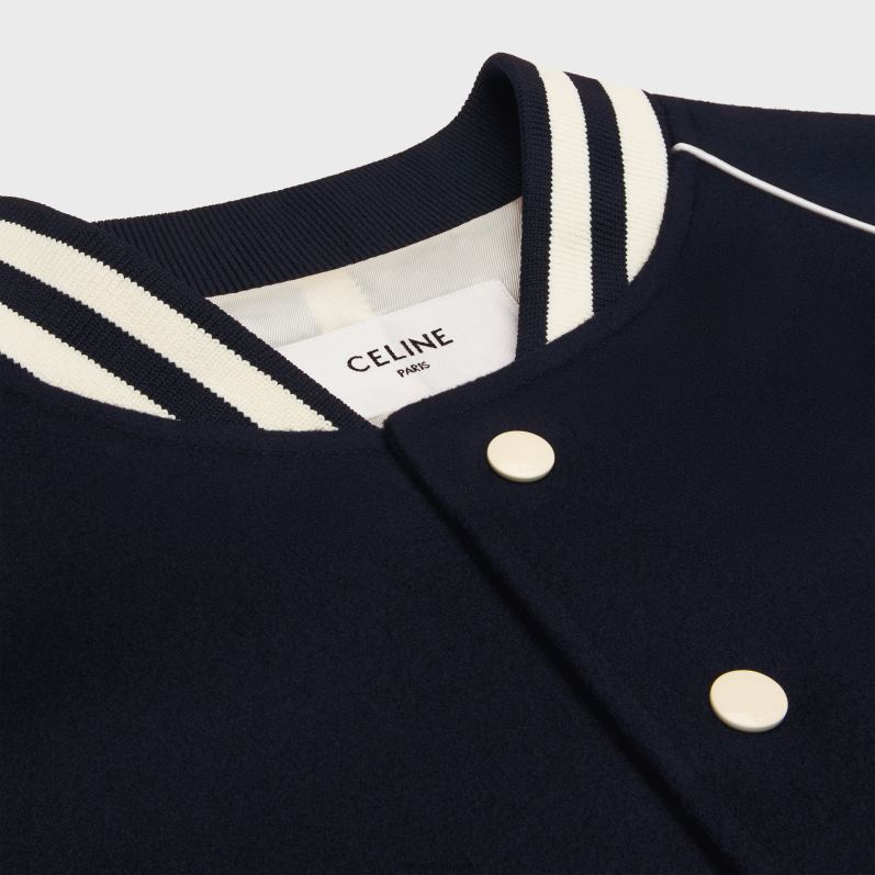 CELINE Kvinder triomphe bamsejakke i uldstof F44FV665 beklædning flåde