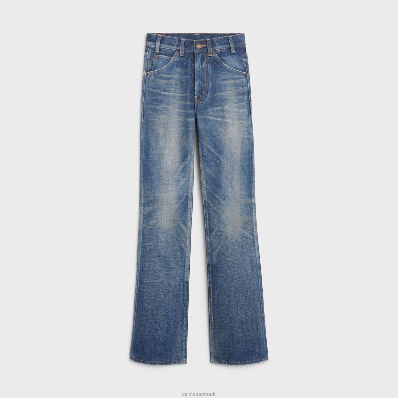 CELINE Kvinder flared jeans i denim twill F44FV864 beklædning mørk union vask