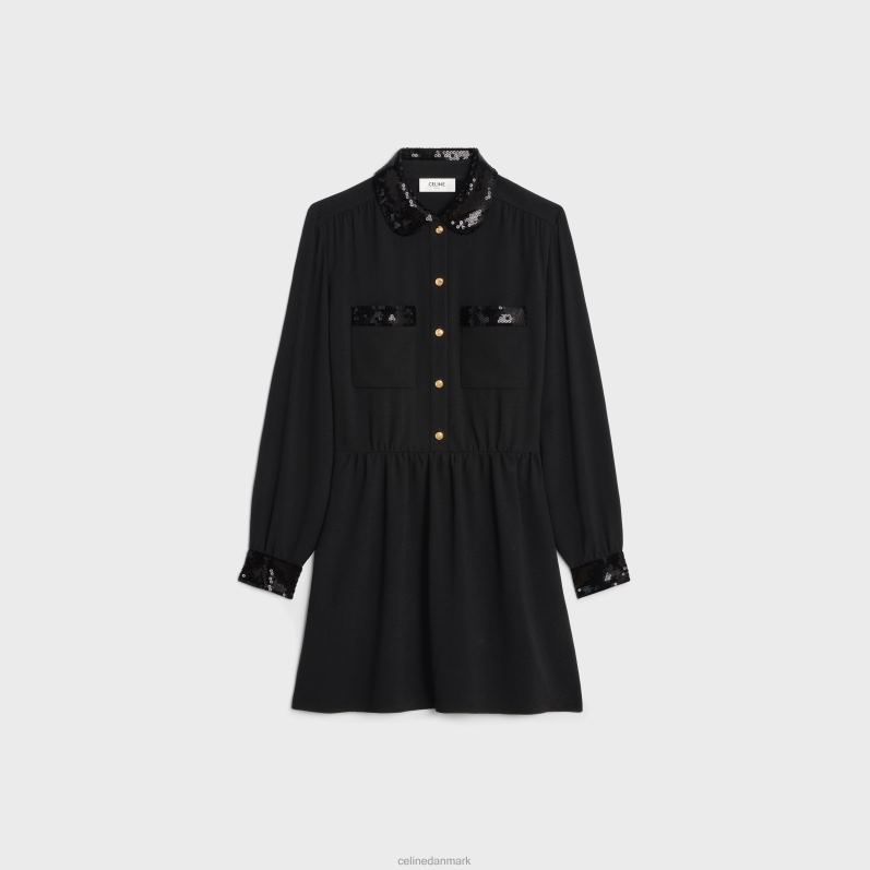 CELINE Kvinder arbejdstøj minikjole i viskose sable F44FV652 beklædning sort