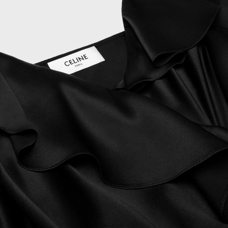 CELINE Kvinder asymmetrisk lingerikjole i satin crepe F44FV805 beklædning sort