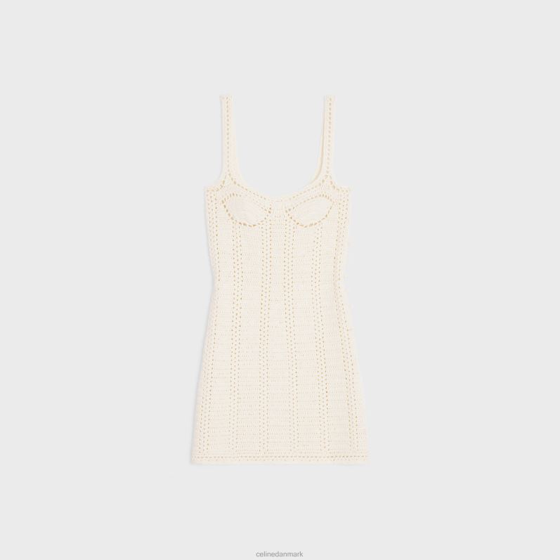 CELINE Kvinder bustier minikjole i hæklet bomuld F44FV791 beklædning off white