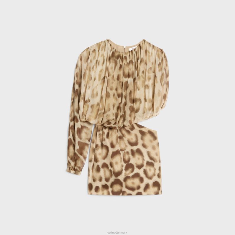 CELINE Kvinder draperet minikjole i silkemuslin F44FV795 beklædning blond