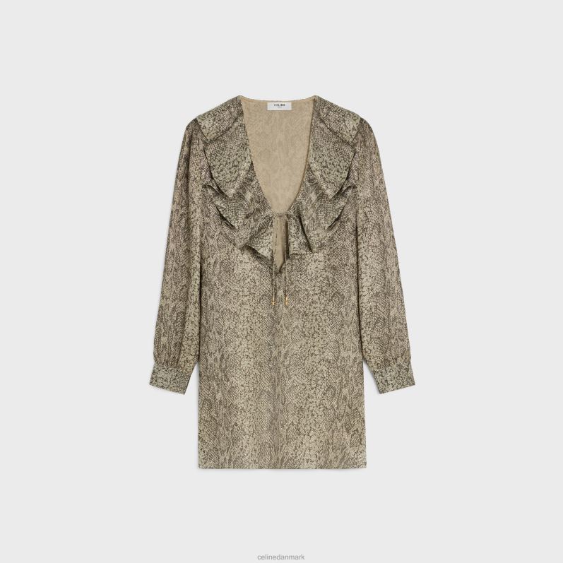 CELINE Kvinder jabot minikjole i crepe lame F44FV653 beklædning beige/marron