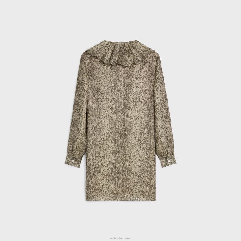 CELINE Kvinder jabot minikjole i crepe lame F44FV653 beklædning beige/marron