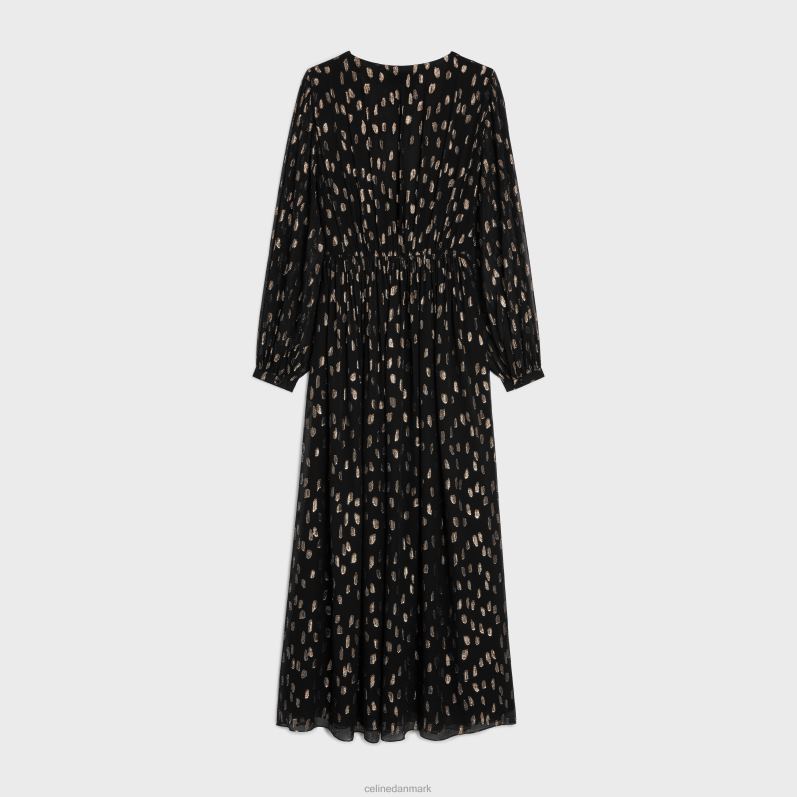 CELINE Kvinder lang kjole i fil coupe silke georgette F44FV792 beklædning sort